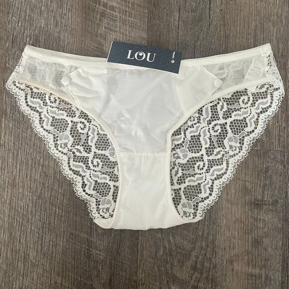 Lou Belle De Lou Sheer Lace Brief in White Size Small NWT - Picture 1 of 6